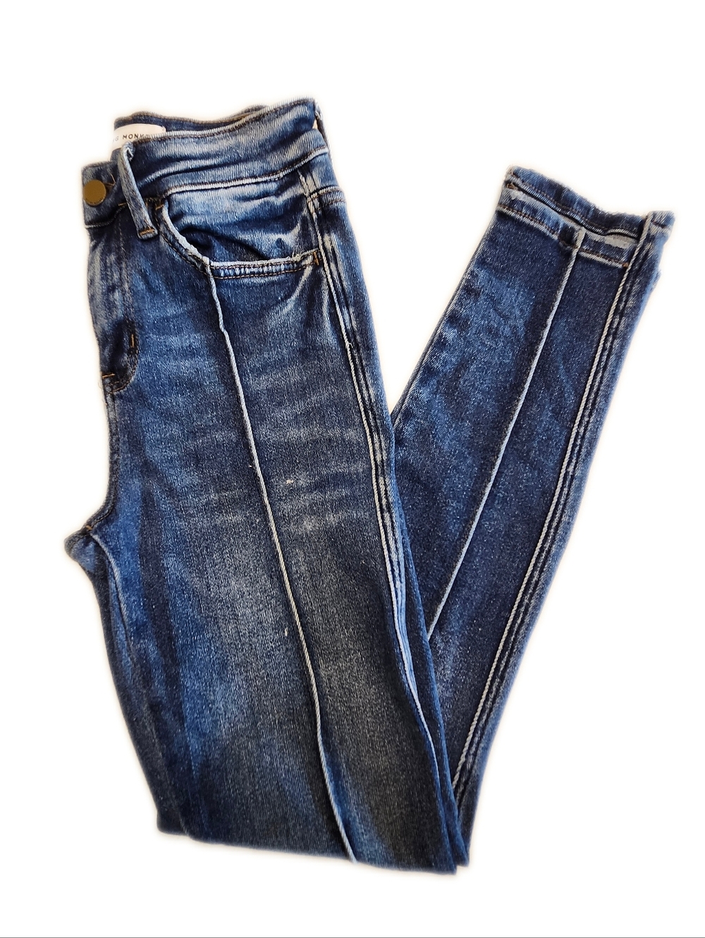 Flying Monkey Mid Rise Front Seam Skinny Stretch Jeans, 24